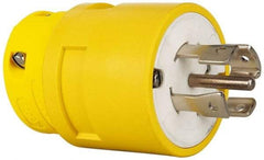 Value Collection - 347/600 VAC, 30 Amp, L23-30 NEMA, Straight, Ungrounded, Industrial Grade Plug - 4 Pole, 5 Wire, Rubber, Yellow - Benchmark Tooling