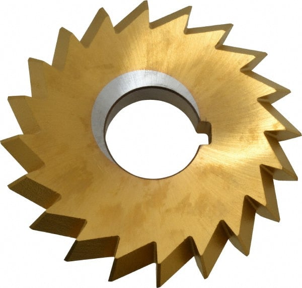 Made in USA - 4° 4" Cut Diam, 1/2" Cut Width, 1-1/4" Arbor, High Speed Steel Double-Angle Cutter - Benchmark Tooling