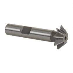 Made in USA - 3/4" Diam x 3/16" Width of Cut, 45° Included Angle, Shank Connection, High Speed Steel Single Angle Cutter - 3/8" Shank Diam, 2-1/8" Overall Length, Right Hand Cut, Uncoated - Benchmark Tooling