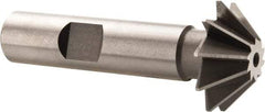 Made in USA - 1" Diam x 5/16" Width of Cut, 45° Included Angle, Shank Connection, High Speed Steel Single Angle Cutter - 1/2" Shank Diam, 2-1/2" Overall Length, Right Hand Cut, Uncoated - Benchmark Tooling