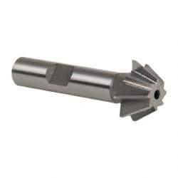 Made in USA - 3/4" Diam x 5/16" Width of Cut, 60° Included Angle, Shank Connection, High Speed Steel Single Angle Cutter - 3/8" Shank Diam, 2-1/8" Overall Length, Right Hand Cut, Uncoated - Benchmark Tooling