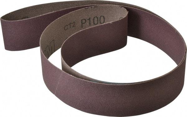 3M - 2" Wide x 60" OAL, 100 Grit, Aluminum Oxide Abrasive Belt - Aluminum Oxide, Fine, Coated, X Weighted Cloth Backing, Series 341D - Benchmark Tooling