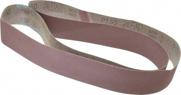 3M - 2" Wide x 72" OAL, 150 Grit, Aluminum Oxide Abrasive Belt - Aluminum Oxide, Very Fine, Coated, X Weighted Cloth Backing, Series 341D - Benchmark Tooling