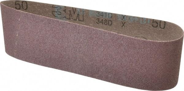 3M - 3" Wide x 21" OAL, 50 Grit, Aluminum Oxide Abrasive Belt - Aluminum Oxide, Coarse, Coated, X Weighted Cloth Backing, Series 341D - Benchmark Tooling