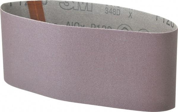 3M - 4" Wide x 21-3/4" OAL, 120 Grit, Aluminum Oxide Abrasive Belt - Aluminum Oxide, Fine, Coated, X Weighted Cloth Backing, Series 341D - Benchmark Tooling