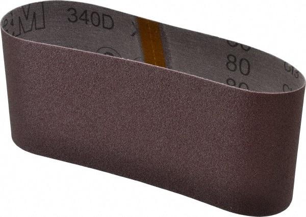 3M - 4" Wide x 21-3/4" OAL, 80 Grit, Aluminum Oxide Abrasive Belt - Aluminum Oxide, Medium, Coated, X Weighted Cloth Backing, Series 240D - Benchmark Tooling