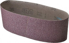 3M - 4" Wide x 24" OAL, 36 Grit, Aluminum Oxide Abrasive Belt - Aluminum Oxide, Very Coarse, Coated, X Weighted Cloth Backing, Series 341D - Benchmark Tooling