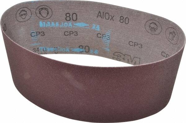 3M - 4" Wide x 24" OAL, 80 Grit, Aluminum Oxide Abrasive Belt - Aluminum Oxide, Medium, Coated, X Weighted Cloth Backing, Series 341D - Benchmark Tooling