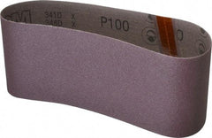 3M - 4" Wide x 24" OAL, 100 Grit, Aluminum Oxide Abrasive Belt - Aluminum Oxide, Fine, Coated, X Weighted Cloth Backing, Series 341D - Benchmark Tooling