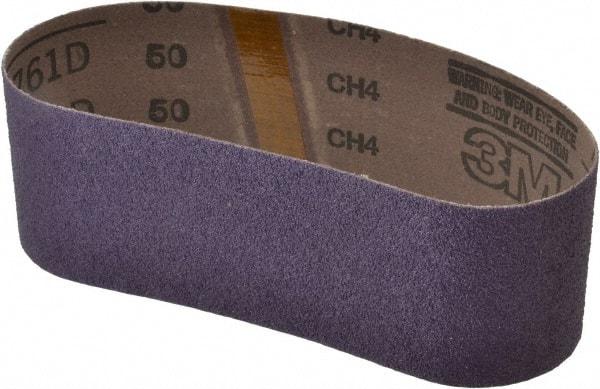 3M - 3" Wide x 21" OAL, 50 Grit, Ceramic Abrasive Belt - Ceramic, Coarse, Coated, Y Weighted Cloth Backing, Series 761D - Benchmark Tooling