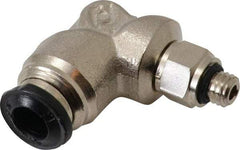 Alpha Technologies - 5mm Outside Diam, M5 Metric, Nickel Plated Brass Push-to-Connect Tube Male Swivel Elbow - 250 Max psi, Tube to Metric Thread Connection, Buna O-Ring - Benchmark Tooling