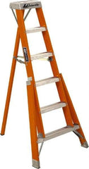 Louisville - 4 Steps, 4' High, Type IA Rating, Fiberglass Tripod Step Ladder - 300 Lb Capacity, 32-1/2" Base Width - Benchmark Tooling