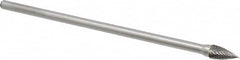 Made in USA - 3/8" Cut Diam, 1/4" Shank Diam, Tree Head Double Cut Burr - Carbide, Point End, 3/4" LOC, 6" OAL - Benchmark Tooling