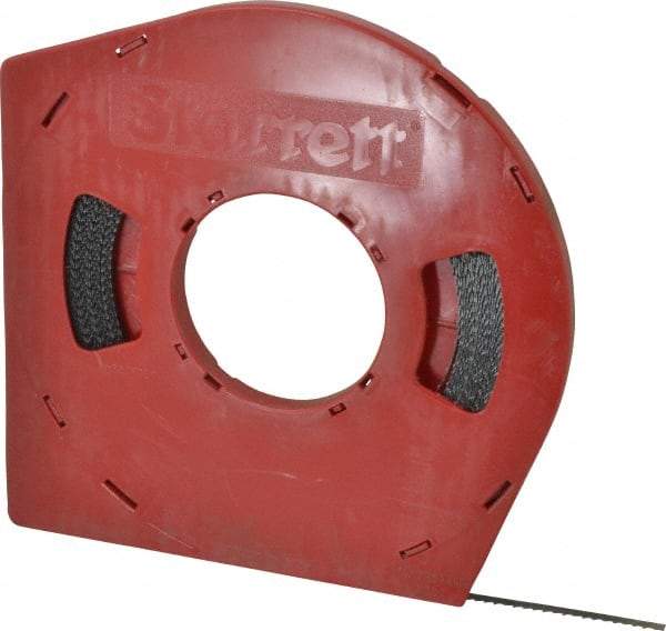 Starrett - 1/4" x 100' x 0.025" Carbon Steel Band Saw Blade Coil Stock - 6 TPI, Toothed Edge, Skip Form, Raker Set, Flexible Back, No Rake Angle, Constant Pitch, Contour Cutting - Benchmark Tooling