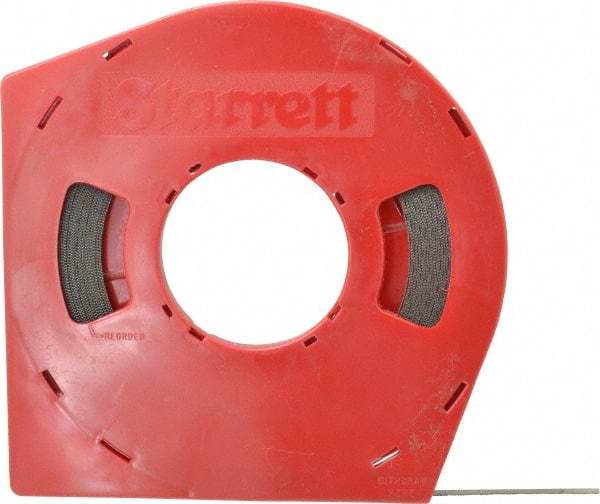 Starrett - 3/8" x 100' x 0.025" Carbon Steel Band Saw Blade Coil Stock - 18 TPI, Toothed Edge, Straight Form, Wavy Set, Flexible Back, No Rake Angle, Constant Pitch, Contour Cutting - Benchmark Tooling