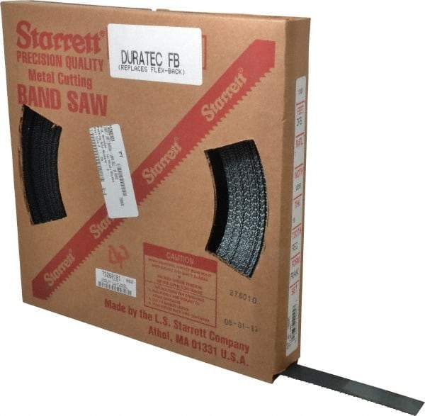 Starrett - 1" x 100' x 0.035" Carbon Steel Band Saw Blade Coil Stock - 10 TPI, Toothed Edge, Straight Form, Raker Set, Flexible Back, No Rake Angle, Constant Pitch, Contour Cutting - Benchmark Tooling