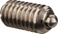 Gibraltar - 5/16-18, 9/16" Thread Length, 1/12" Plunger Projection, Stainless Steel Threaded Spring Plunger - 0.135" Max Plunger Diam, 0.562" Plunger Length, 1.25 Lb Init End Force, 4 Lb Final End Force - Benchmark Tooling