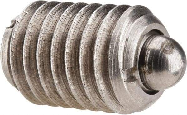 Gibraltar - 1/2-13, 3/4" Thread Length, 0.151" Plunger Projection, Stainless Steel Threaded Spring Plunger - 1/4" Max Plunger Diam, 0.75" Plunger Length, 1.75 Lb Init End Force, 5.5 Lb Final End Force - Benchmark Tooling