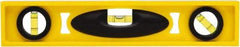 Stanley - 12" Long 3 Vial I-Beam Level - ABS Plastic, Yellow, 1 45°, 1 Level & 1 Plumb Vials - Benchmark Tooling