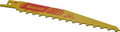 Starrett - 6" Long x 3/4" Thick, Bi-Metal Reciprocating Saw Blade - Tapered Profile, 3 TPI, Toothed Edge, Universal Shank - Benchmark Tooling