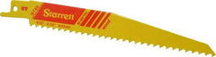 Starrett - 6" Long x 3/4" Thick, Bi-Metal Reciprocating Saw Blade - Tapered Profile, 6 TPI, Toothed Edge, Universal Shank - Benchmark Tooling