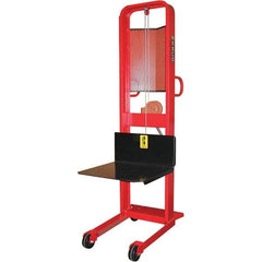 Wesco Industrial Products - 1,000 Lb Capacity, 68" Lift Height, Winch Steel Stacker Manually Operated Lift - Benchmark Tooling