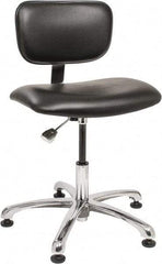 Bevco - Clean Room Swivel Chair - 20" Wide x 17" Deep, Vinyl Seat, Black - Benchmark Tooling