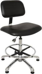 Bevco - Clean Room Swivel Chair - 20" Wide x 17-1/4" Deep, Vinyl Seat, Black - Benchmark Tooling