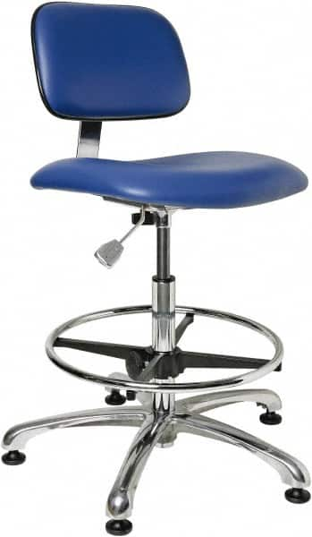 Bevco - Clean Room Swivel Chair - 20" Wide x 17" Deep, Vinyl Seat, Blue - Benchmark Tooling