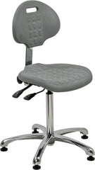 Bevco - Adjustable Chair - 18" Wide x 17-1/4" Deep, Polyurethane Seat, Gray - Benchmark Tooling