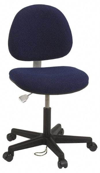 Bevco - ESD Swivel Chair with Back Rest - 18" Wide x 18" Deep, Conductive Cloth Seat, Navy Blue - Benchmark Tooling