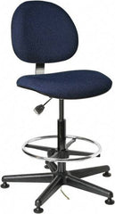 Bevco - ESD Swivel Stool - 18" Wide x 18" Deep, Conductive Cloth Seat, Navy Blue - Benchmark Tooling