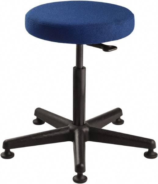 Bevco - 15" Wide x 15" Deep x 24 to 34" High, Reinforced Plastic Base, Adjustable Seat Stool - Fabric Seat, Blue - Benchmark Tooling