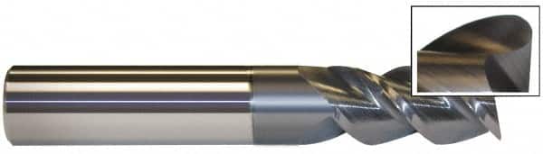 Accupro - 1", 3 Flute, Single End, Solid Carbide, 0.03" Corner Radius End Mill - 3" OAL, 40° Helix, Right Hand Flute, 1-1/8" LOC, Right Hand Cut - Benchmark Tooling