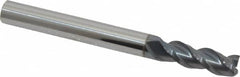 Accupro - 1/4", 3 Flute, Single End, Solid Carbide, 0.01" Corner Radius End Mill - 2-1/2" OAL, 40° Helix, Right Hand Flute, 3/4" LOC, Right Hand Cut - Benchmark Tooling