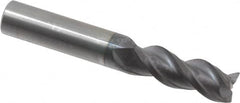 Accupro - 3/8", 3 Flute, Single End, Solid Carbide, 0.015" Corner Radius End Mill - 2-1/2" OAL, 40° Helix, Right Hand Flute, 7/8" LOC, Right Hand Cut - Benchmark Tooling