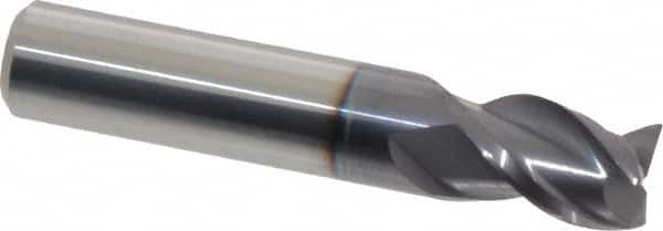 Accupro - 3/8", 3 Flute, Single End, Solid Carbide, 0.015" Corner Radius End Mill - 2" OAL, 40° Helix, Right Hand Flute, 5/8" LOC, Right Hand Cut - Benchmark Tooling