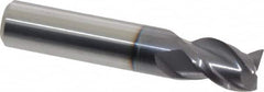 Accupro - 3/8", 3 Flute, Single End, Solid Carbide, 0.015" Corner Radius End Mill - 2" OAL, 40° Helix, Right Hand Flute, 5/8" LOC, Right Hand Cut - Benchmark Tooling