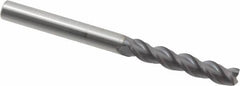 Accupro - 1/4", 3 Flute, Single End, Solid Carbide, 0.01" Corner Radius End Mill - 3" OAL, 40° Helix, Right Hand Flute, 1-1/4" LOC, Right Hand Cut - Benchmark Tooling