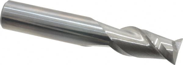 Accupro - 1/2", 2 Flute, Single End, Solid Carbide, 0.02" Corner Radius End Mill - 3" OAL, 40° Helix, Right Hand Flute, 1" LOC, Right Hand Cut - Benchmark Tooling