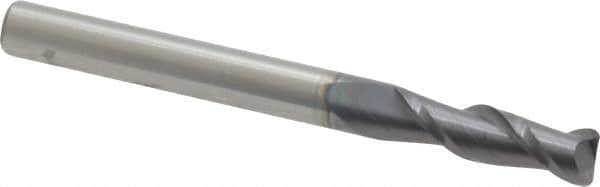 Accupro - 3/16", 2 Flute, Single End, Solid Carbide, 0.03" Corner Radius End Mill - 2" OAL, 40° Helix, Right Hand Flute, 5/8" LOC, Right Hand Cut - Benchmark Tooling