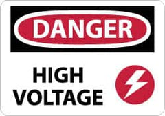 NMC - "Danger - High Voltage", 10" Long x 14" Wide, Rigid Plastic Safety Sign - Rectangle, 0.05" Thick, Use for Accident Prevention - Benchmark Tooling