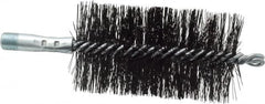 Schaefer Brush - 4-1/2" Brush Length, 2-1/2" Diam, Double Stem, Double Spiral Tube Brush - 7-1/2" Long, Tempered Steel Wire, 1/4" NPT Male Connection - Benchmark Tooling