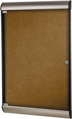 Ghent - 70-1/4" Wide x 36" High Enclosed Cork Bulletin Board - Natural Cork, Aluminum Frame - Benchmark Tooling