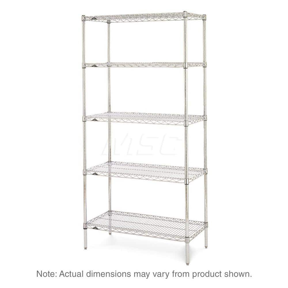 Starter Unit Wire Shelving: 2,000 lb Shelf Capacity, 5 Shelves 36″ Wide, 24″ Deep, 74″ High