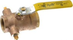 Conbraco - 1" Pipe, Bronze, Straight with Side Tap, Gas Ball Valve - 250 psi WOG Rating, Lever Handle, FNPT x FNPT End Connections, 2 Piece - Benchmark Tooling