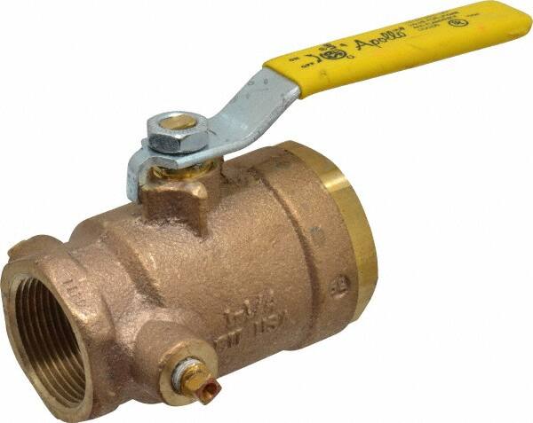 Conbraco - 1-1/4" Pipe, Bronze, Straight with Side Tap, Gas Ball Valve - 250 psi WOG Rating, Lever Handle, FNPT x FNPT End Connections, 2 Piece - Benchmark Tooling