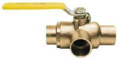 Apollo - 1" Pipe, Standard Port, Bronze Standard Ball Valve - Three Way, Soldered x Soldered Ends, Lever Handle, 400 WOG - Benchmark Tooling