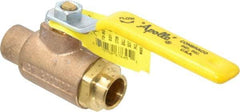 Apollo - 1/2" Pipe, Standard Port, Bronze Standard Ball Valve - Three Way, Soldered x Soldered Ends, Lever Handle, 400 WOG - Benchmark Tooling