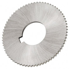 Made in USA - 2-3/4" Diam x 0.018" Blade Thickness x 3/4" Arbor Hole Diam, 72 Tooth Slitting and Slotting Saw - Arbor Connection, Right Hand, Uncoated, High Speed Steel, Concave Ground, Contains Keyway - Benchmark Tooling